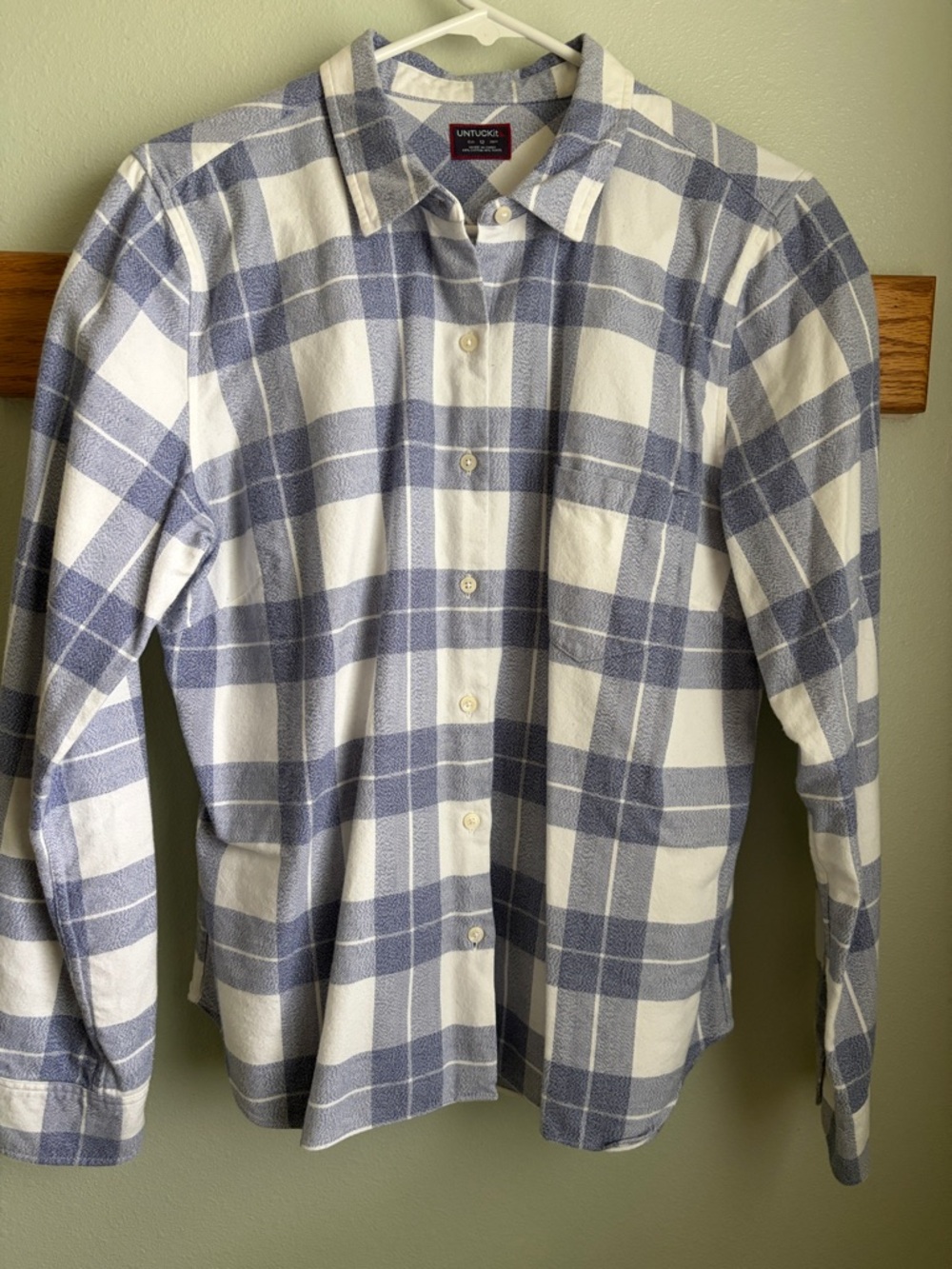 UNTUCKit White and Light Blue Plaid Button-Down Shirt